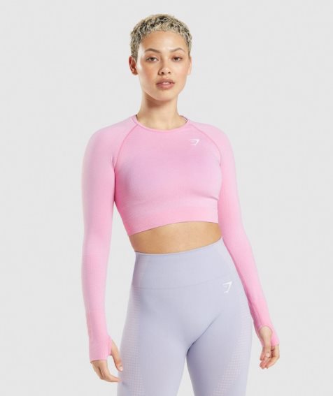 Przycięte Topy Gymshark Vital Seamless 2.0 Damskie Różowe | PL 052XGT